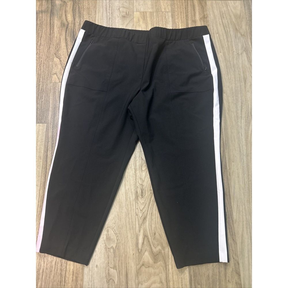 Lane Bryant Tuxedo Stripe Pants Women's Plus 28 Black High Waist Stretch 50X28"